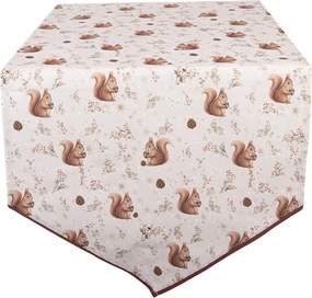 Béžový látkový behúň s veveričkami Tiny Squirrel - 50*160 cm