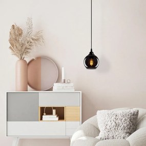 Čierne závesné svietidlo so skleneným tienidlom ø 15 cm Smoked – Opviq lights