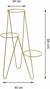 STOJAN NA KVETINÁČ TRIPOD 95X45X24 CM ZLATÁ