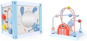ECOTOYS Drevená vzdelávacia kocka s tvarovým sorterom a kockami