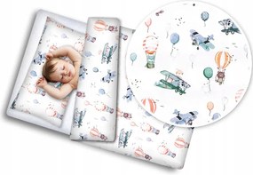 Detské bavlnené obliečky do postieľky 120x90 cm BABYMAM PREMIUM - Let balónom