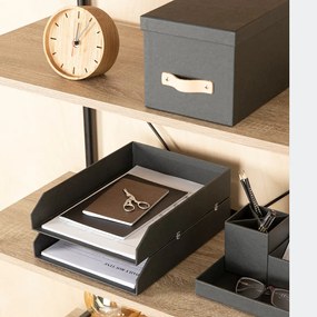 2x organizér na dokumenty HAKAN zo 100% recyklovateľného papiera 6x23x31 cm, čierny