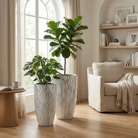 Sada 2 ks keramických květináčů NEVA MARBLE II bílá/šedá