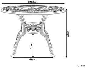 Okrúhly záhradný stôl ⌀ 102 cm hnedý SALENTO Beliani