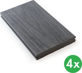Terasové dosky WPC koextrudované, plný profil, 140 × 23 × 2850 mm, 4 ks, antracit