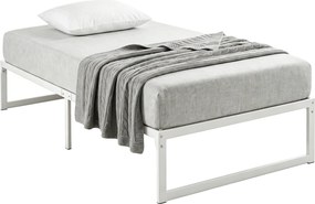HOMCOM kovový rám postele s úložným priestorom pod posteľou, profil 32,5 cm, oceľové lamely, tichá a jednoduchá montáž – pre matrac 90 x 200 cm, biela