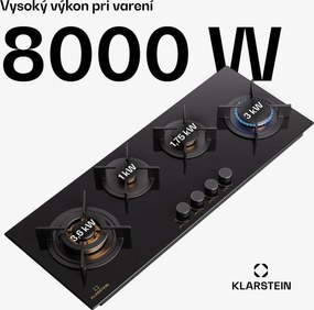 Klarstein Goldflame 4 Slim, plynová varná doska, 4 horáky, sebestačná, zemný plyn/propán, nehrdzavejúca oceľ