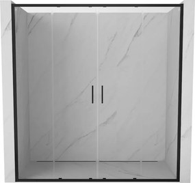 Mexen Exo, 2-krídlové posuvné 190x200 cm, 6mm číre sklo, čierny profil, 8152-190-000-70-00