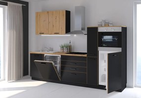 Kuchynská linka Blacky, čierna/dub artisan
