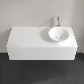 VILLEROY &amp; BOCH Legato závesná skrinka pod umývadlo na dosku (umývadlo vpravo), 2 zásuvky, 1200 x 500 x 380 mm, Glossy White, B58100DH