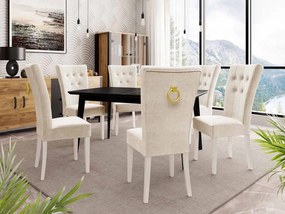 Rozkladací stôl 140x80 so 6 stoličkami ST67, Farby: čierny, Farby: biela, Farby: zlatý, Potah: Magic Velvet 2250