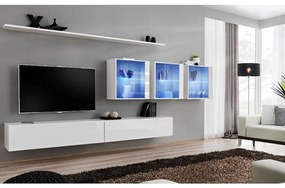 Obývacia stena Switch XVII Sklo +LED Biely