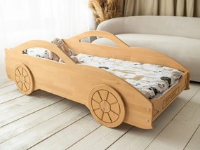 Woodisio Posteľ pre chlapca AUTO - buk Farba: Tranparentný matný lak, Variant: 180 x 90