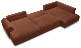 Menčestrová rozkladacia rohová pohovka v tehlovej farbe (ľavý roh/do "U") Lucien – Bobochic Paris