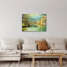 Sklenený obraz - Benátsky kanál a gondoly (70x50 cm)