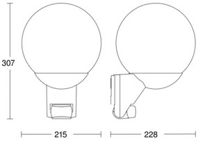 Steinel 035723- Vonkajšie nástenné svietidlo so senzorom L585S 1xE27/60W/230V IP44