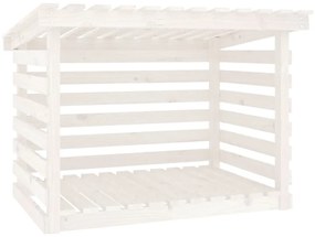 vidaXL Stojan na palivové drevo biely 108x73x79 cm masívna borovica