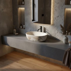 Rea Amelia 48, umývadlo na dosku 480x345x135 mm, imitácia kameňa Saturn, REA-U0636