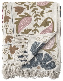 Bloomingville Bavlnený prehoz s výšivkou Ceva Rose 130 x 150 cm