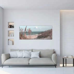 Obraz - Ružová pláž (120x50 cm)