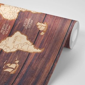 Samolepiaca tapeta historická drevená mapa