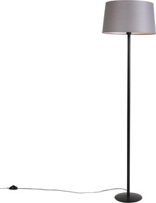 Stojaca lampa čierna s tienidlom z ľanu tmavosivá 45 cm - Simplo