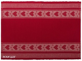 SCANquilt Prestieranie RIB bordúra srdiečka červená smotanová 45x140 cm