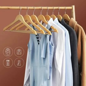 Drevené vešiaky, sada 50 kusov z javorového dreva, prírodná farba