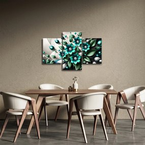 Obraz - 3D tyrkysové kvety (90x60 cm)