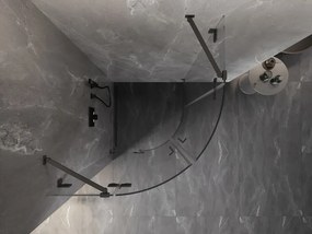 Mexen Lunar, polkruhový výklopný sprchový kút 90 x 90 cm, 8mm číre sklo, grafitový profil, 833-090L-090P-95-00
