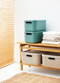 Rotho 2. akosť - Úložný box, rovný s vekom, 12l, matne zelený ALBU LIGHT, 40x24x18