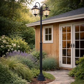 Klasická vonkajšia lampa čierna 235 cm 2-svetlo IP44 - Berta