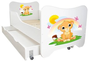 TOP BEDS Detská posteľ Happy Kitty 140x70 Leví Kráľ so zásuvkou