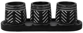 Kvetináč s podnosom 8x8x8cm čiernobiely