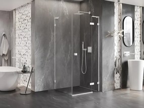 Mexen Lunar L, 1-krídlový sprchový kút, pravý, 70 x 70 cm, 8mm číre sklo, biely profil, 834L-070-070-20-00-P
