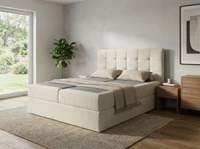 Čalúnená posteľ boxspring DIRELIS VIBE 180x200 cm krémová Matrac: Matrac Bonell pružinový
