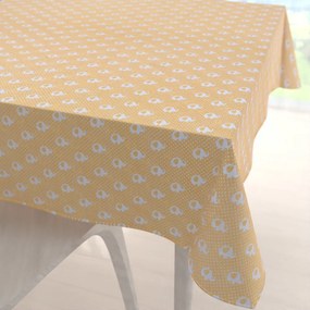 Biante Detský bavlnený štvorcový obrus Sandra SA-305 Sloníky a bodky na žltom 60x60 cm
