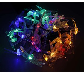 IKO Záhradné solárne osvetlenie 6,5m 30 LED – farebné vážky