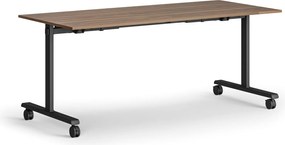 Mobilný stôl MATCH, 180x80 cm, čierna podnož, orech