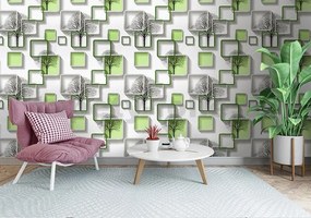 Samolepiace tapety 45 cm x 10 m IMPOL TRADE 9459 stromy s rámčekmi s 3D efektom zelené Samolepiace tapety