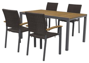 Livarno home Hliníkový rozkladací záhradný stôl Valencia, hnedý + Záhradná stolička Valencia, 4 kusy  (800008281)