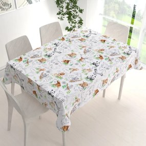Biante Bavlnený obdĺžnikový obrus Sandra SA-546 Zvieratá sveta na bielom 50x100 cm