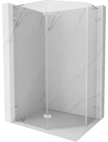 Mexen Lunar, L päťuholníkový sprchový kút naklápací doľava 90 x 80 cm, 8mm číre sklo, oceľový profil, 831L-090L-080P-97-00-L