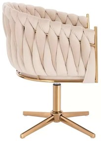 LuxuryForm DESIGN Kreslo NORDEN VELUR na zlatom kríži - krémové