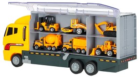 KIK Nákladné auto transportér so 6 kovovými stavebnými strojmi