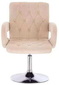 LuxuryForm DESIGN Stolička BOSTON VELUR na striebornom tanieri - krémová