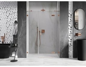 Mexen Lunar, pravé otočné sprchové dvere 155 cm, 8mm číre sklo, medený matný profil, 834S-155-050-65-00-P