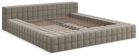 Taupe čalúnená dvojlôžková posteľ s roštom 160x200 cm Akela – Makamii