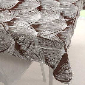 Biante Bavlnený obdĺžnikový obrus Sandra SA-499 Biele abstraktné páperie na hnedom 140x180 cm