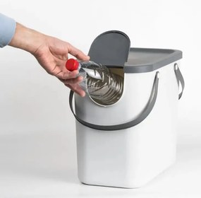 Odpadkový kôš stohovateľný, s nálepkami ALBULA, 25 l, biely/antracit